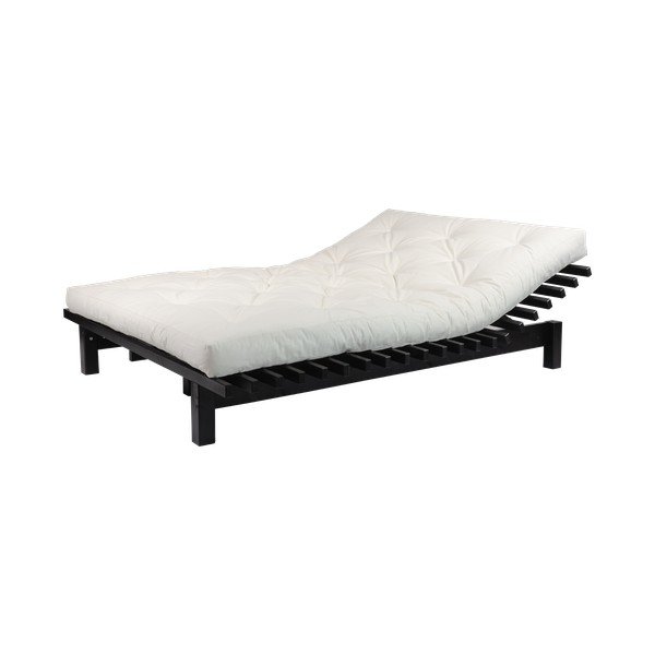 Dvojlôžková posteľ z borovicového dreva s matracom Karup Design Blues Double Latex Black/Natural, 160 × 200 cm-image-1