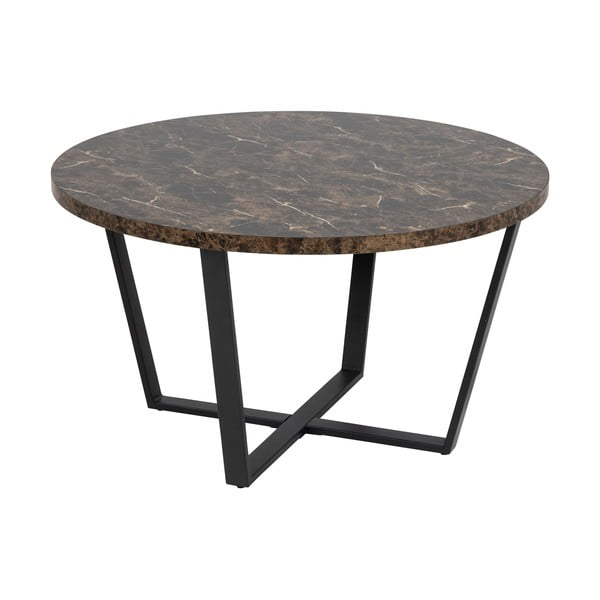 Čierno-hnedý konferenčný stôl s doskou v mramorovom dekore Actona Amble, ⌀ 77 cm