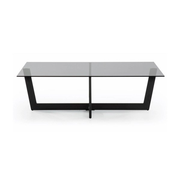 Čierny konferenčný stolík so sklenenou doskou 70x120 cm Plam – Kave Home