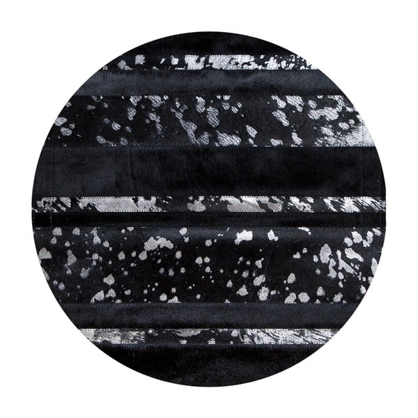 Kožený koberec s detailmi stiebornej farby Pipsa Stripes, ⌀ 160 cm