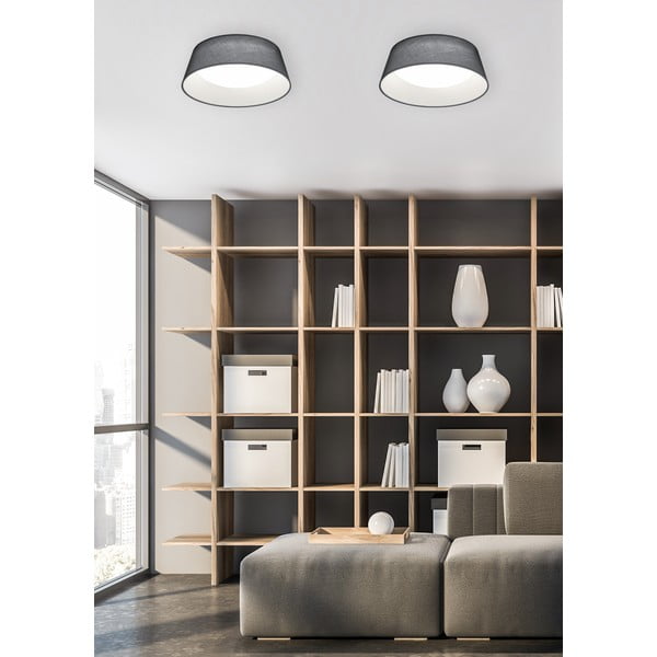 Čierne LED stropné svietidlo s textilným tienidlom Ponts – Trio-image-1