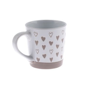 Béžovobiely ručne zdobený keramický hrnček Dakls Heart , 473 ml