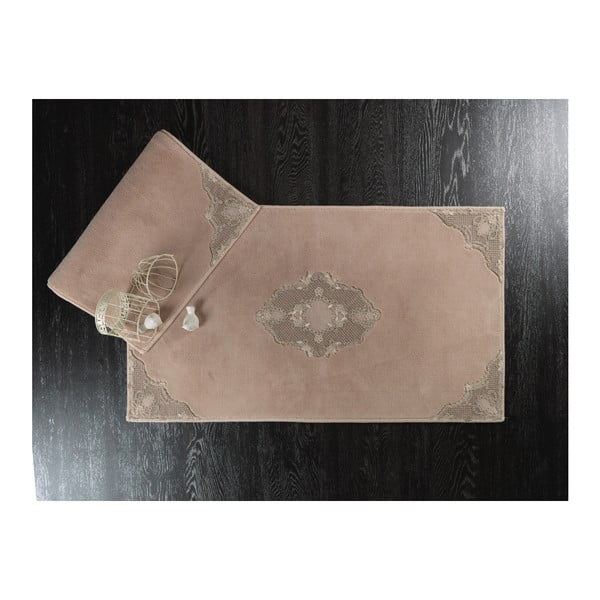 Sada 2 svetlohnedých bavlnených predložiek do kúpeľne Confetti Perla, 50 × 60 cm
