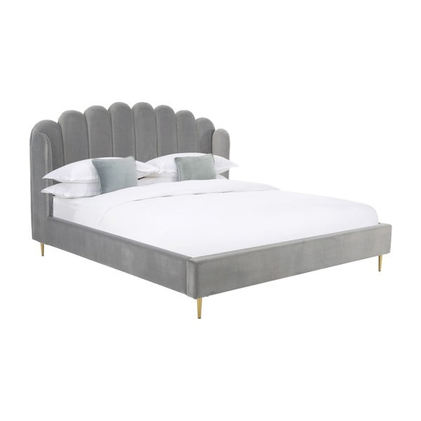 Sivá čalúnená posteľ Westwing Collection Glamour, 160 x 200 cm