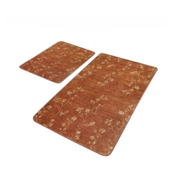 Hnedé zamatové kúpeľňové predložky v súprave 2 ks 60x100 cm – Mila Home