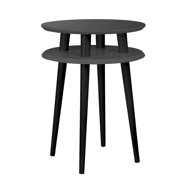 Grafitovosivý príručný stolík s čiernymi nohami Ragaba UFO, Ø  45 cm