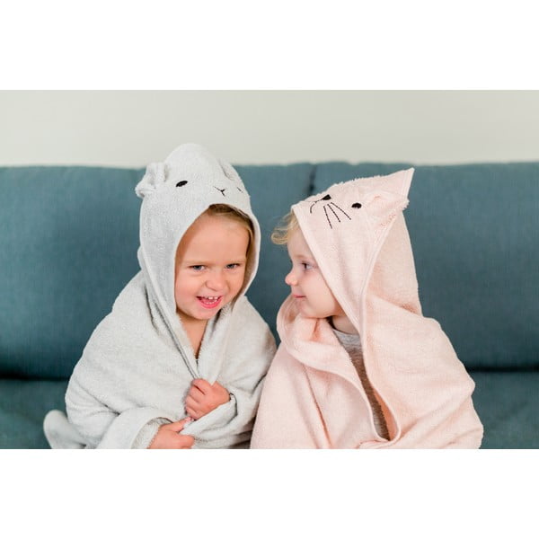 Sivá bavlnená detská osuška s kapucňou 76x76 cm Rabbit – Kindsgut-image-1