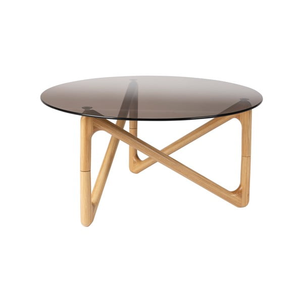Okrúhly konferenčný stolík so sklenenou doskou v prírodnej farbe ø 80 cm Naia – Dutchbone