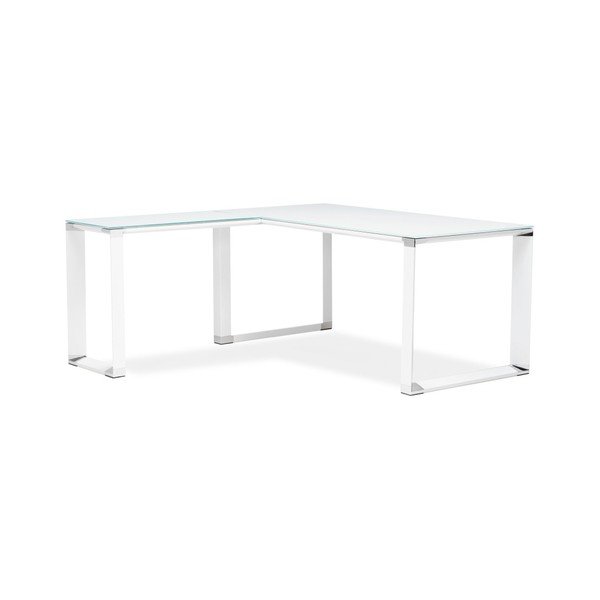 Biely pracovný rohový stôl s sklenenou doskou Kokoon Warner-image-2