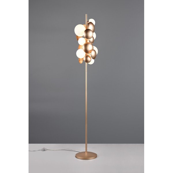 Stojacia lampa so skleneným tienidlom v zlato-bielej farbe (výška 155 cm) Bubble – Trio Select-image-2