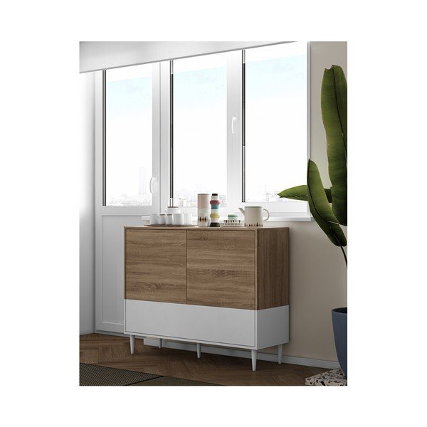 Nízka komoda s dvierkami v dekore duba TemaHome Horizon-image-3