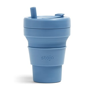 Modrý skladací cestovný hrnček Stojo Biggie Steel, 470 ml