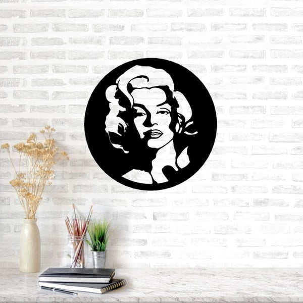 Čierna kovová nástenná dekorácia Monroe, ⌀ 50 cm