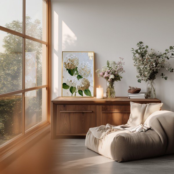 Tlačený obraz s rámom 60x90 cm Hydrangea – Styler-image-1