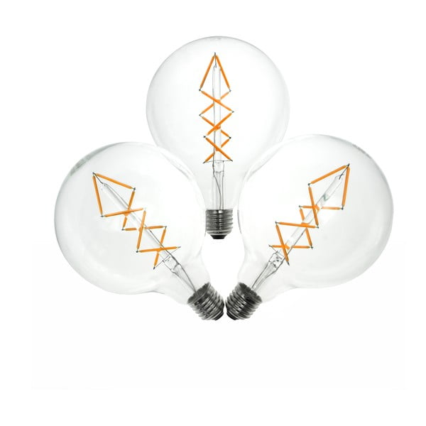 Sada 3 LED žiaroviek Bulb Attack BUBBLE Lattice, E27 6,5 W