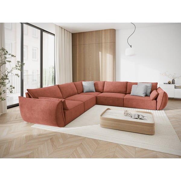 Červená rohová pohovka (variabilná) Vanda - Mazzini Sofas-image-1