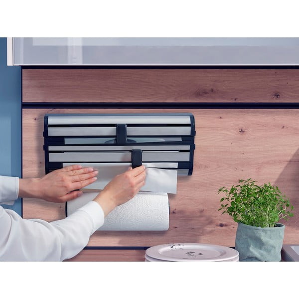 Nástenný kovový držiak na fólie a papierové utierky v striebornej farbe Parat Royal – LEIFHEIT-image-2