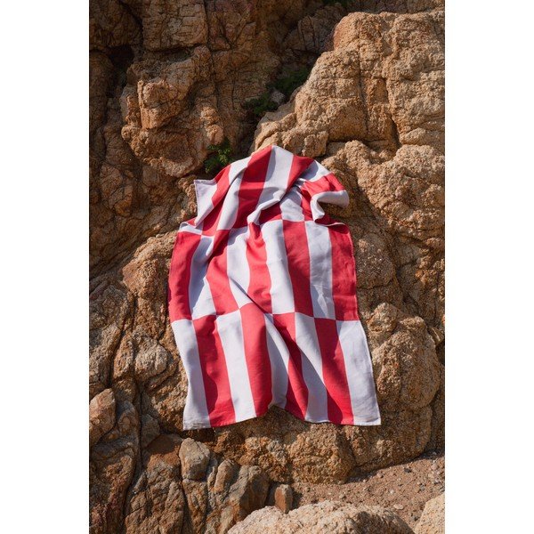 Červená/svetlomodrá bavlnená plážová osuška 100x160 cm Su – noo.ma-image-3