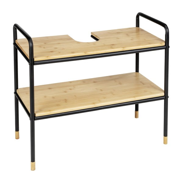 Čierna/prírodná bambusová skrinka pod umývadlo 70x60 cm Loft – Wenko-image-2