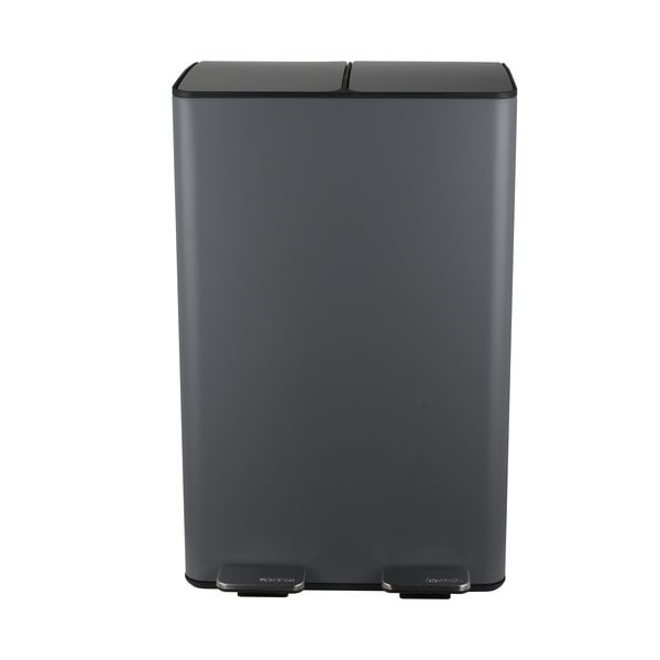 Tmavosivý oceľový odpadkový kôš 2x30 l na triedený odpad/nášľapný Aliya – Spirella-image-4