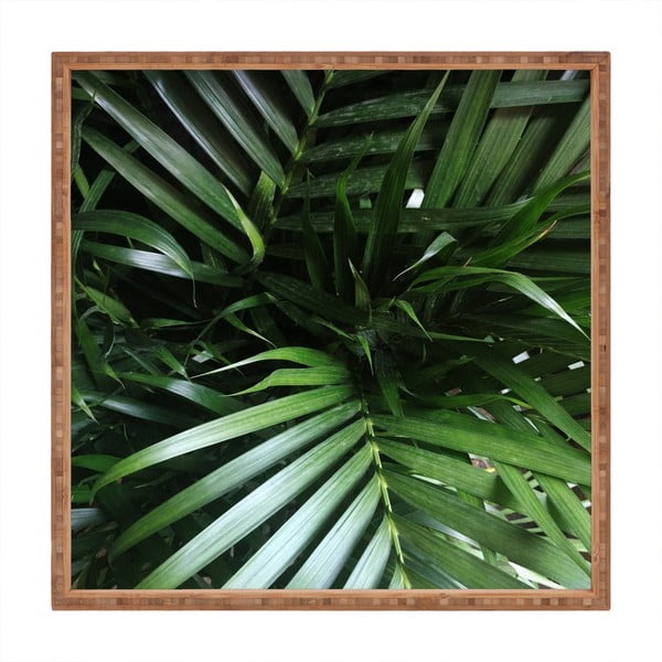 Drevený dekoratívny servírovací podnos Fresh Leaves, 40 × 40 cm