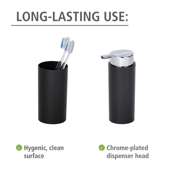 Čierna plastová súprava doplnkov do kúpeľne Calvo – Wenko-image-4