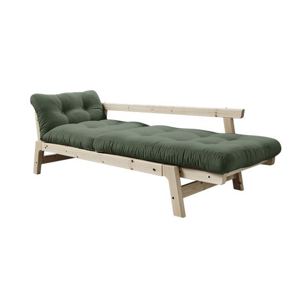 Rozkladacia pohovka so zeleným poťahom Karup Design Step Natural/Olive Green-image-3