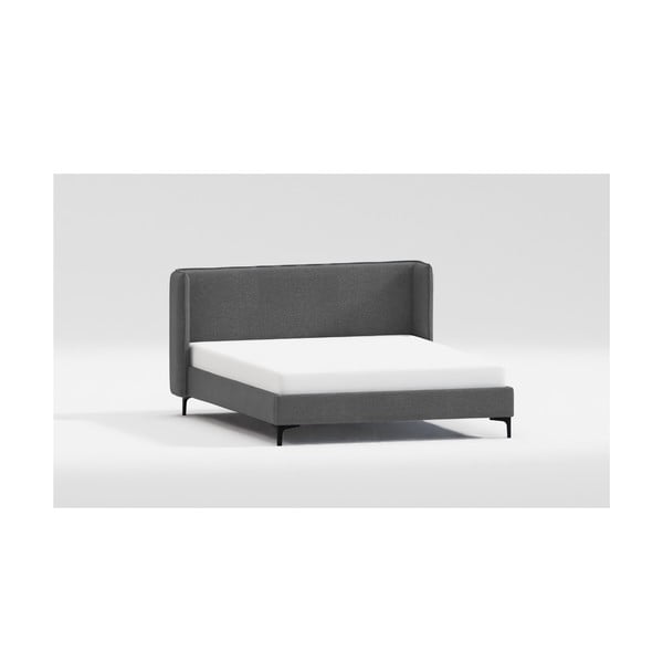 Tmavosivá čalúnená dvojlôžková posteľ s roštom 140x200 cm Basti – Ropez-image-4