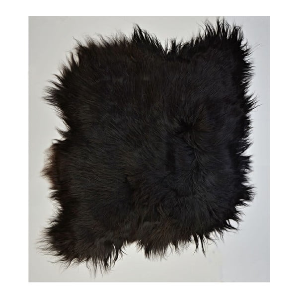 Tmavý kožušinový koberec s dlhým chlpom, 90 x 80 cm-image-1