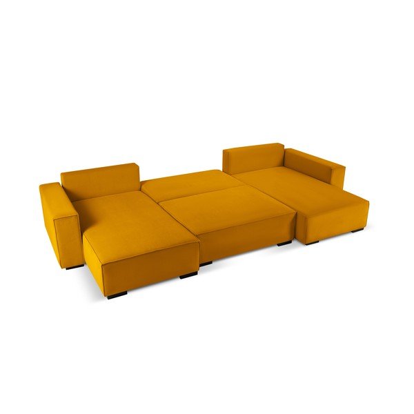 Žltá menčestrová rozkladacia pohovka do "U" Mazzini Sofas Azalea-image-3