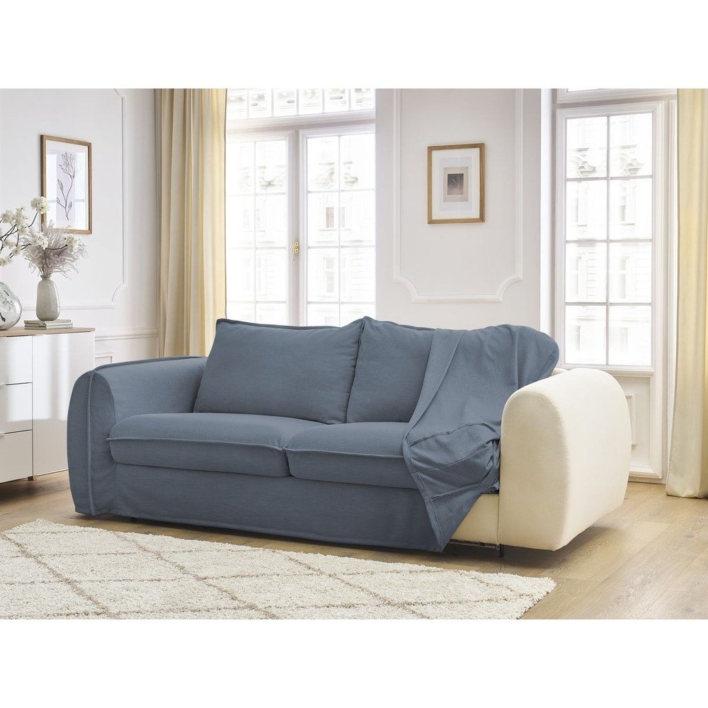 E-shop Modrá pohovka na každodenné spanie/rozkladacia 216 cm Archimede – Bobochic Paris