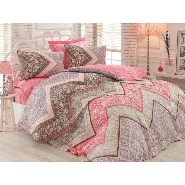 Obliečky s prestieradlom Melis Four Seasons Beige, 200 x 220 cm