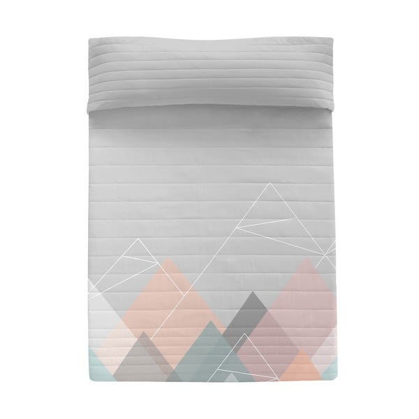 Ružový/sivý bavlnený prešívaný pléd 180x260 cm Range – Blanc