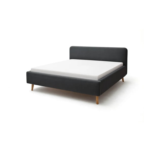 Antracitová čalúnená dvojlôžková posteľ s úložným priestorom s roštom 140x200 cm Mattis – Meise Möbel