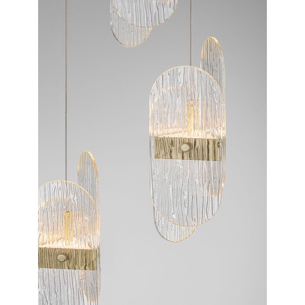 Kovové LED závesné svietidlo so stmievačom v mosadznej farbe so skleneným tienidlom ø 32 cm Lucien – Nova Luce-image-4