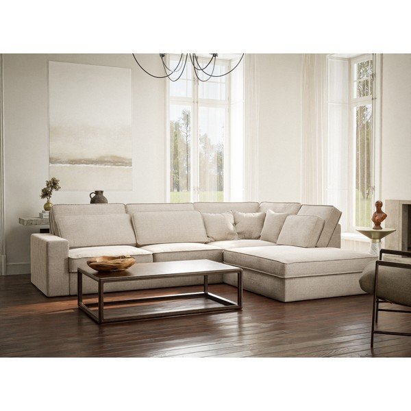 Krémová ženilková rohová pohovka (pravý roh/do L) Kirou – Maison de Rêve-image-1