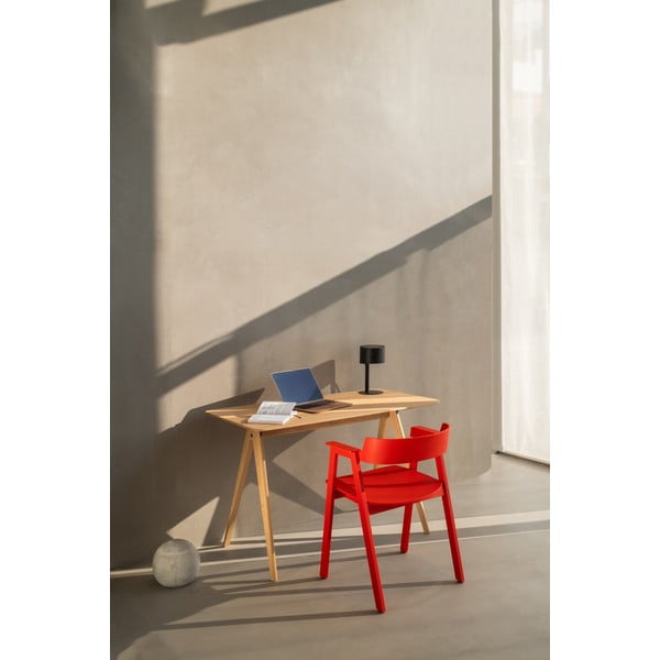 Červená jedálenská stolička s podrúčkami z dubového dreva Flip – Gazzda-image-4