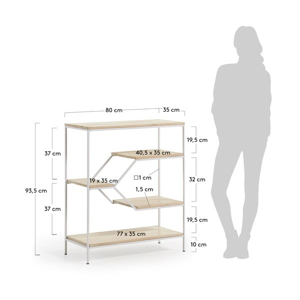 Menšia biela knižnica s policami z mangového dreva Kave Home Pyke-image-4