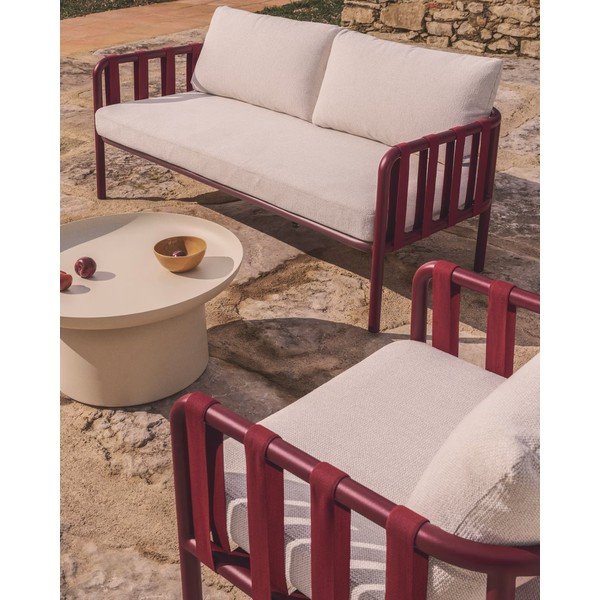 Červená/béžová hliníková záhradná lounge súprava pre 4 osoby Omala – Kave Home-image-2