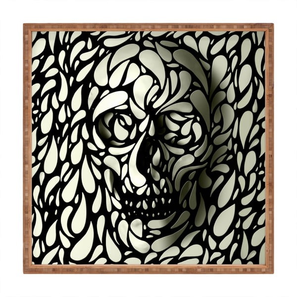 Drevený dekoratívny servírovací podnos Skull, 40 × 40 cm