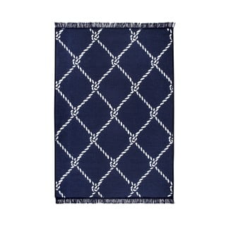 Modro-biely obojstranný koberec Rope, 80 × 150 cm