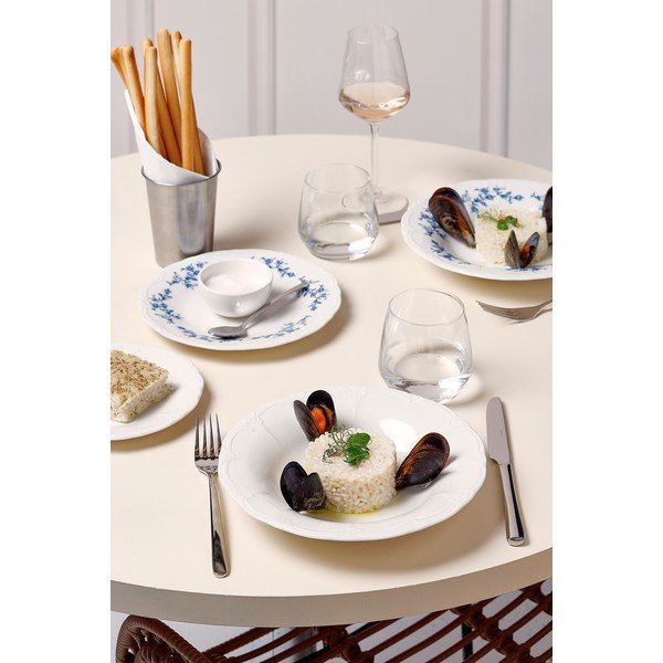 Biely/modrý hlboký  porcelánový tanier ø 23,5 cm Retro – BonBistro-image-3