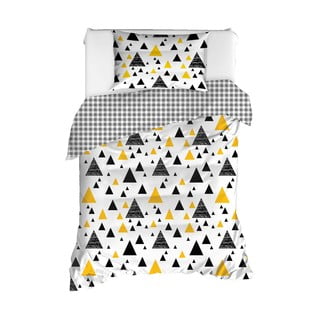 Obliečky na jednolôžko z ranforce bavlny Mijolnir Ilove Black & Yellow, 140 × 200 cm