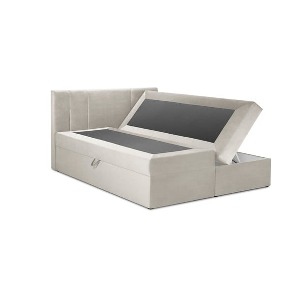 Béžová zamatová dvojlôžková posteľ Mazzini Beds Afra, 200 x 200 cm-image-2