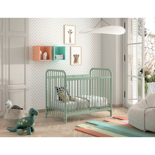 Zelená kovová postieľka 60x120 cm BRONXX – Vipack-image-3