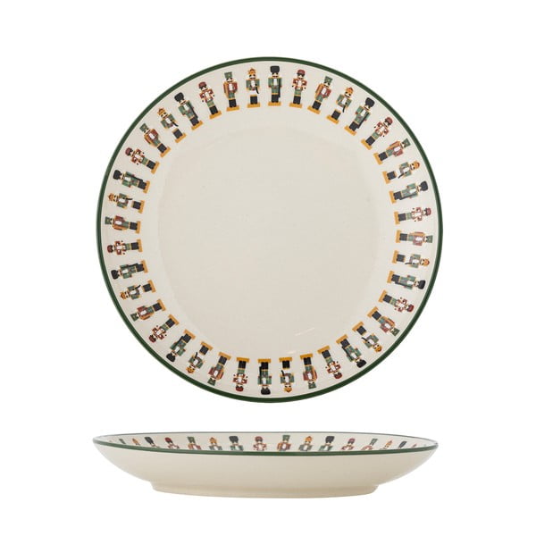 Krémový dezertný tanier s vianočným motívom z kameniny ø 16 cm Jolly – Bloomingville-image-4