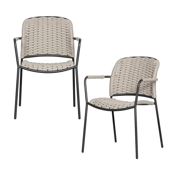 Čierno-béžové kovové záhradné stoličky v súprave 2 ks Taku – Exotan-image-1