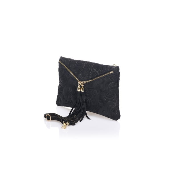 Čierna kožená listová kabelka Lisa Minardi Silvia-image-2