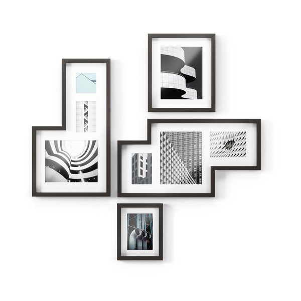 Čierne plastové rámčeky na stenu v súprave 4 ks 69x38 cm Mingle – Umbra-image-2