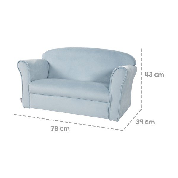 Svetlomodrá zamatová detská pohovka 78 cm Lil Sofa – Roba-image-4